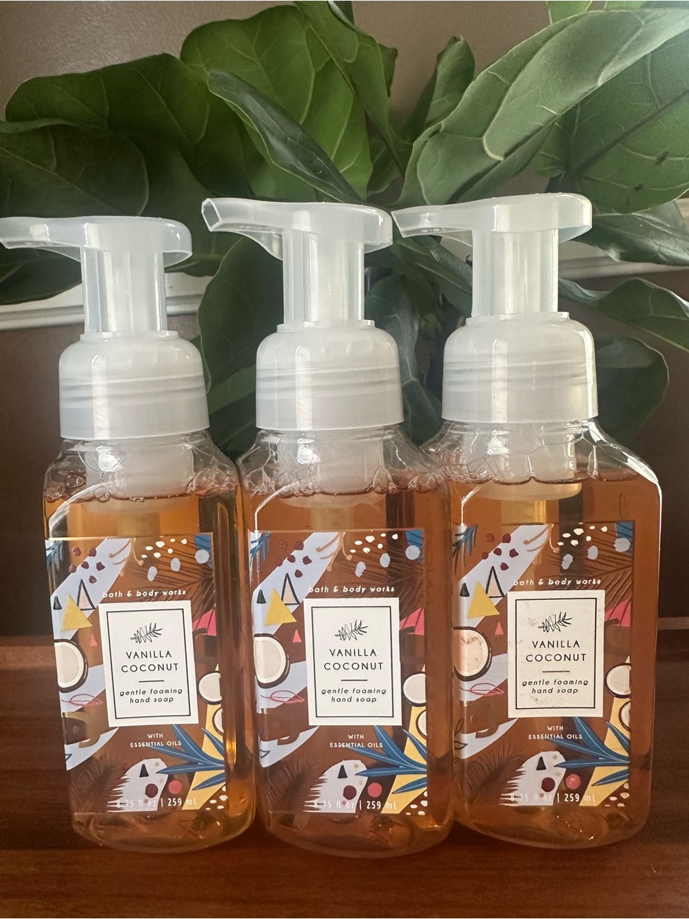 3 Bath & Body Works Vanilla Coconut Foaming Hand Soap - Amber & White Pump
